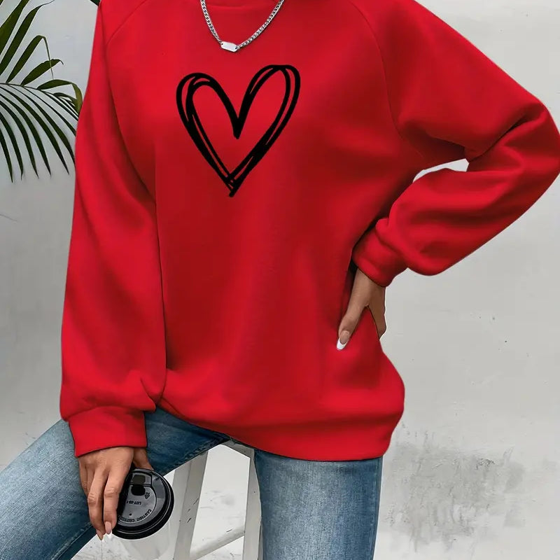 Amber | Women's Heart Print Sweatshirt