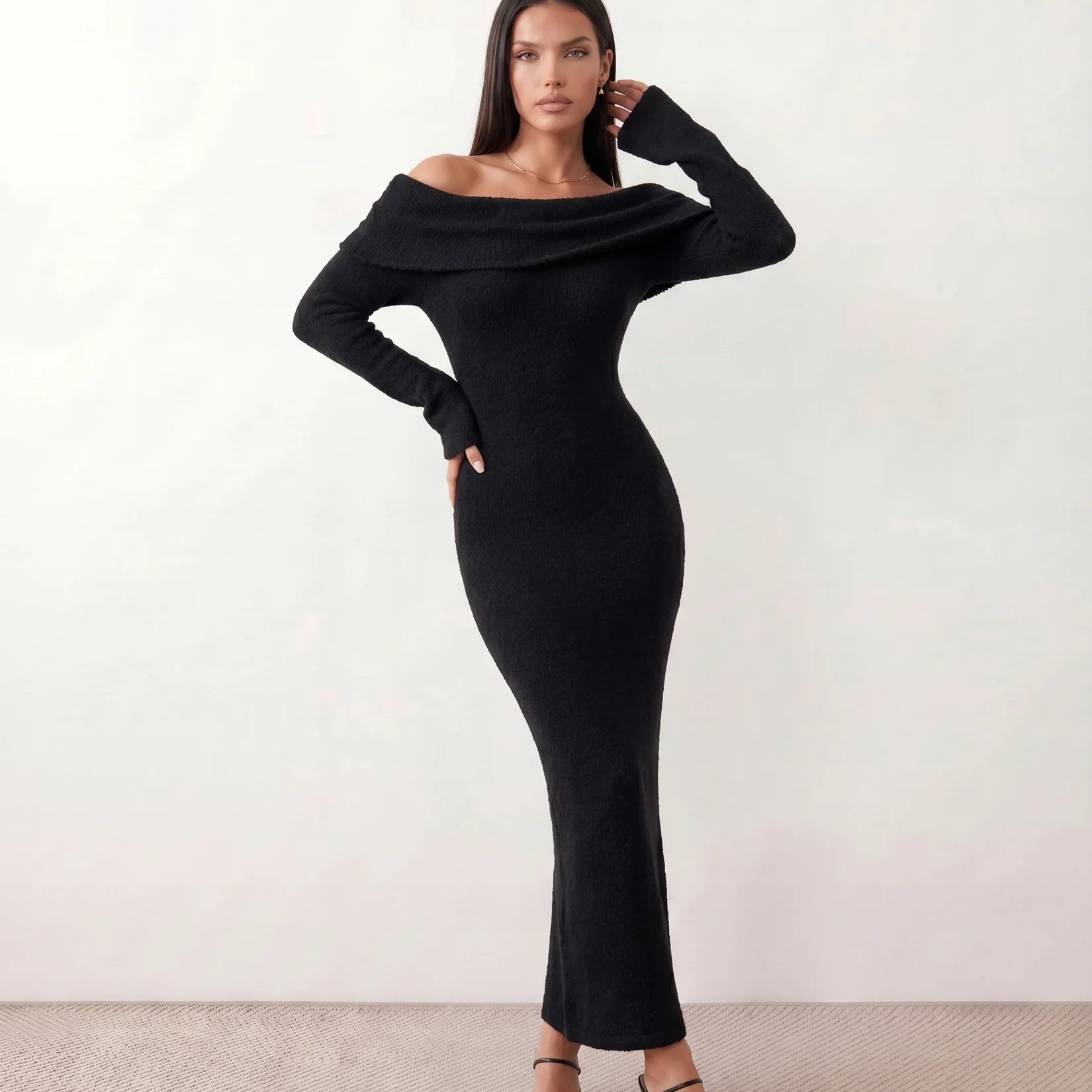 Winifred | Off Shoulder Knit Maxi Dress