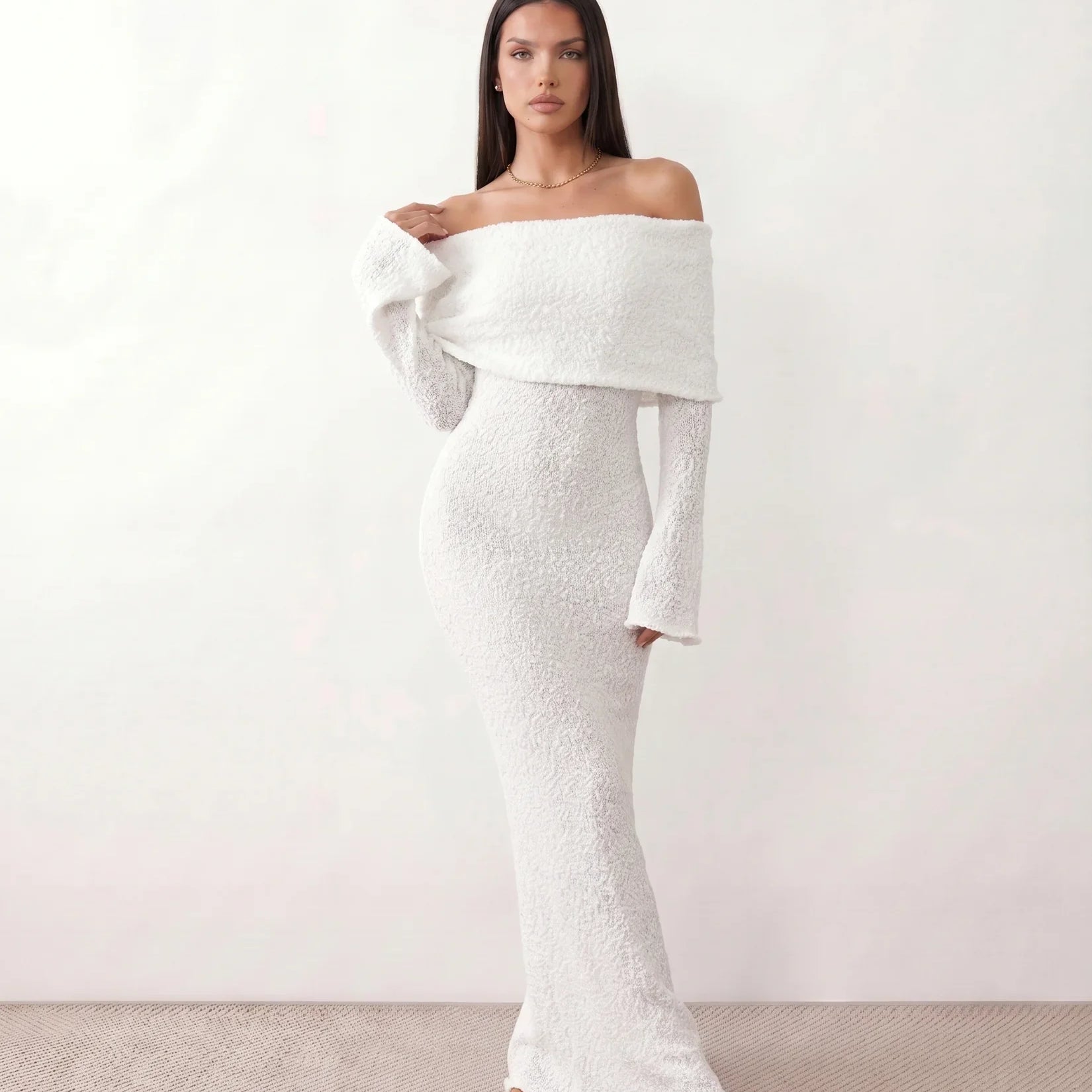 Winifred | Off Shoulder Knit Maxi Dress