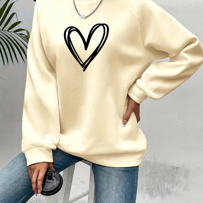 Amber | Women's Heart Print Sweatshirt