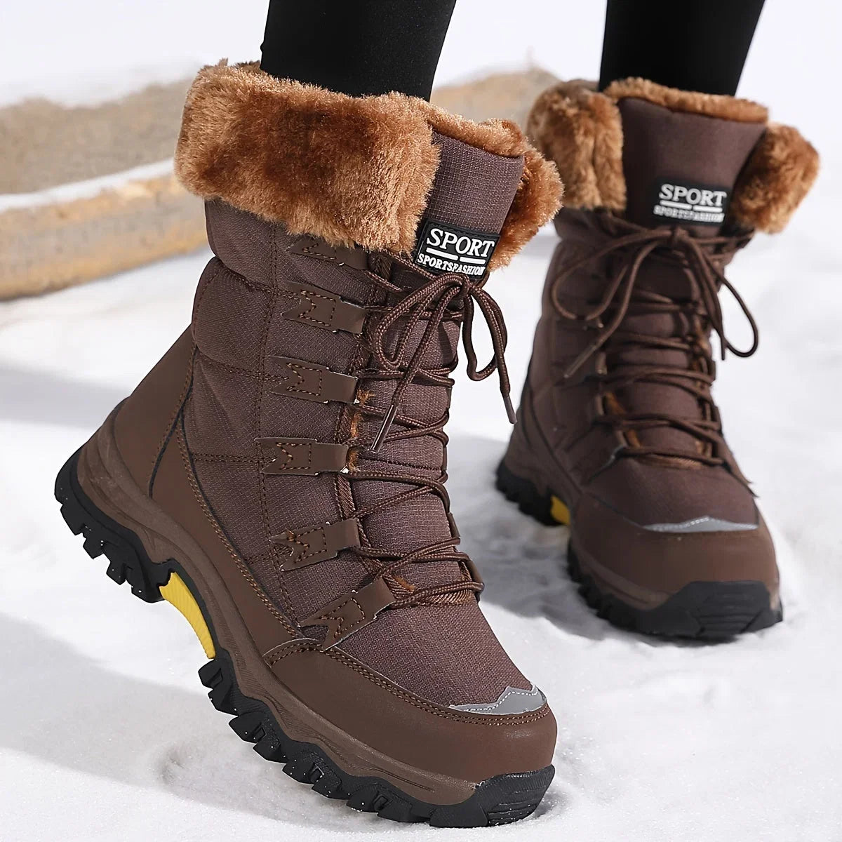 Cerys | Faux Fur Trim Lace-Up Snow Boot