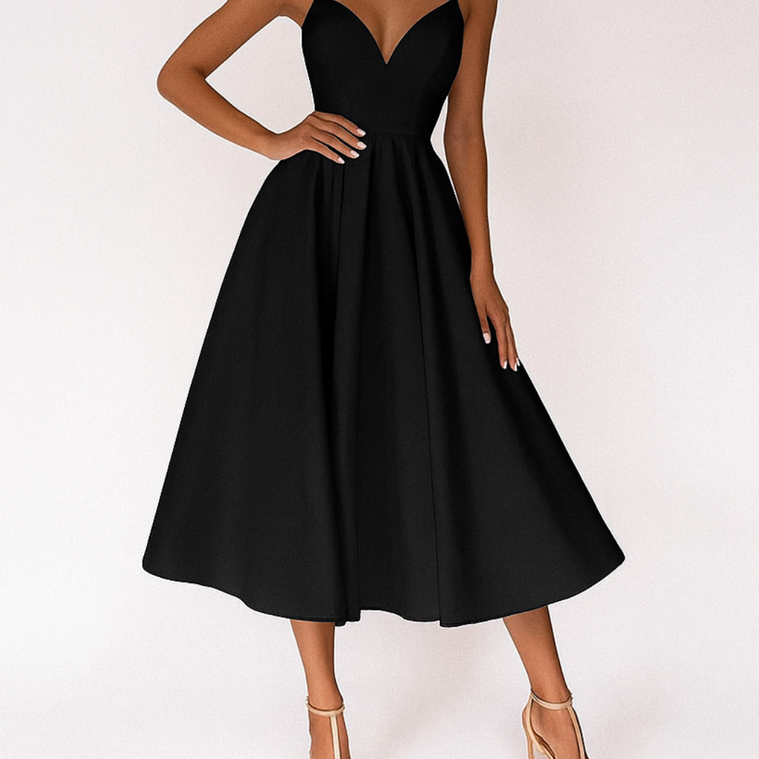 Rónán | Satin A-Line Midi Dress – Bridal & Prom
