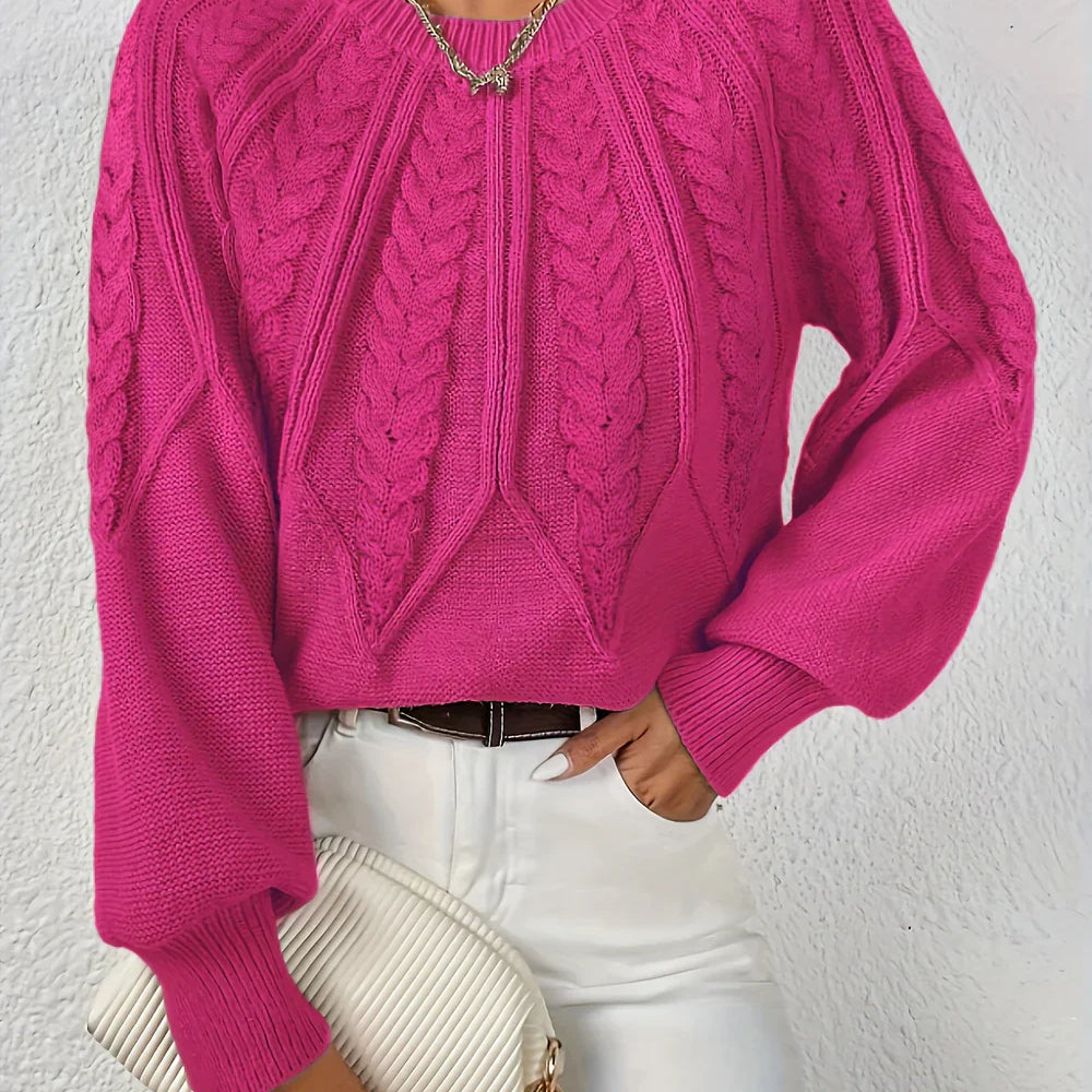 Rosamund | Cable Knit Crew Neck Sweater