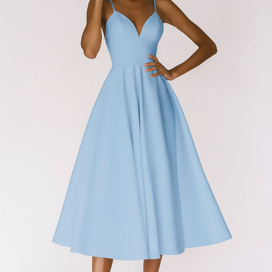 Rónán | Satin A-Line Midi Dress – Bridal & Prom