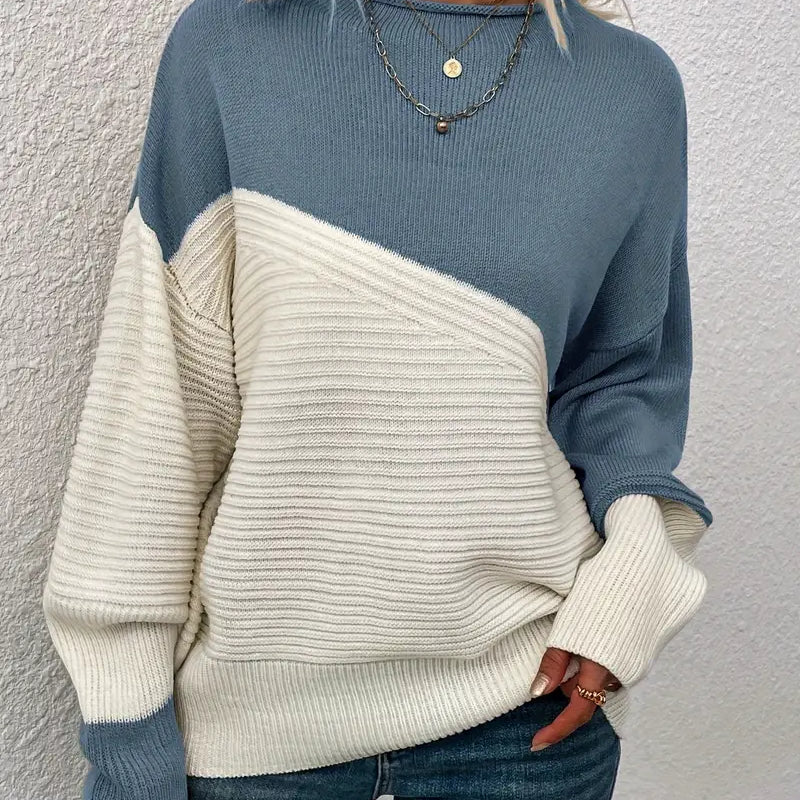 Almira | Women's Colour Block Ribbed Knit Sweater