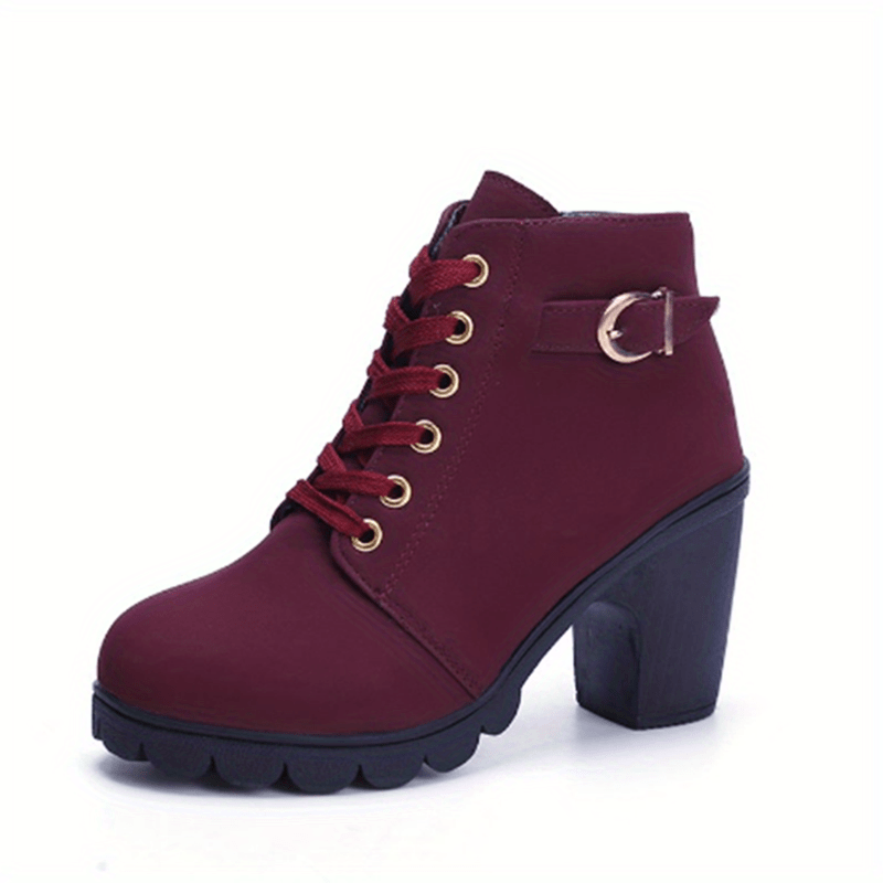 Briar | Lace Up Ankle Boots Chunky Block Heel Buckle