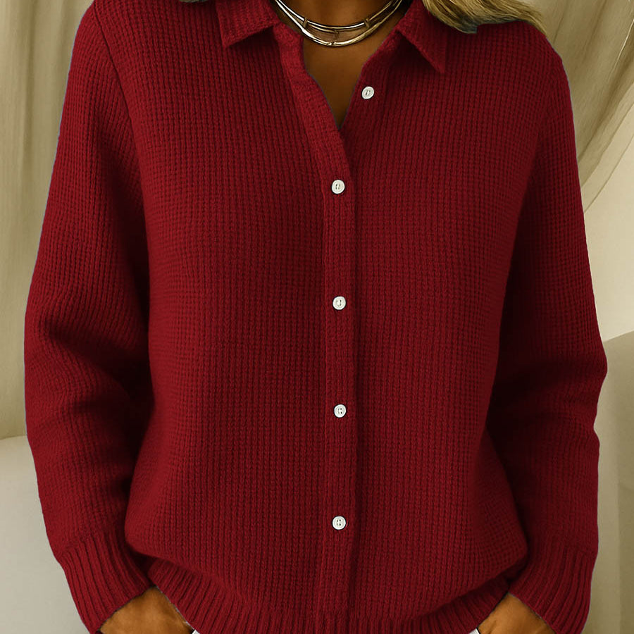 Priscilla | Waffle Knit Button Up Cardigan
