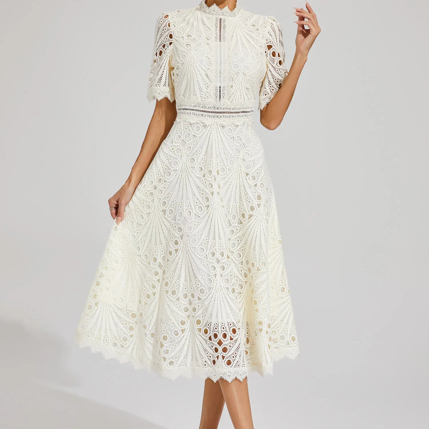 Wilhelmina | Crochet Lace Midi Dress