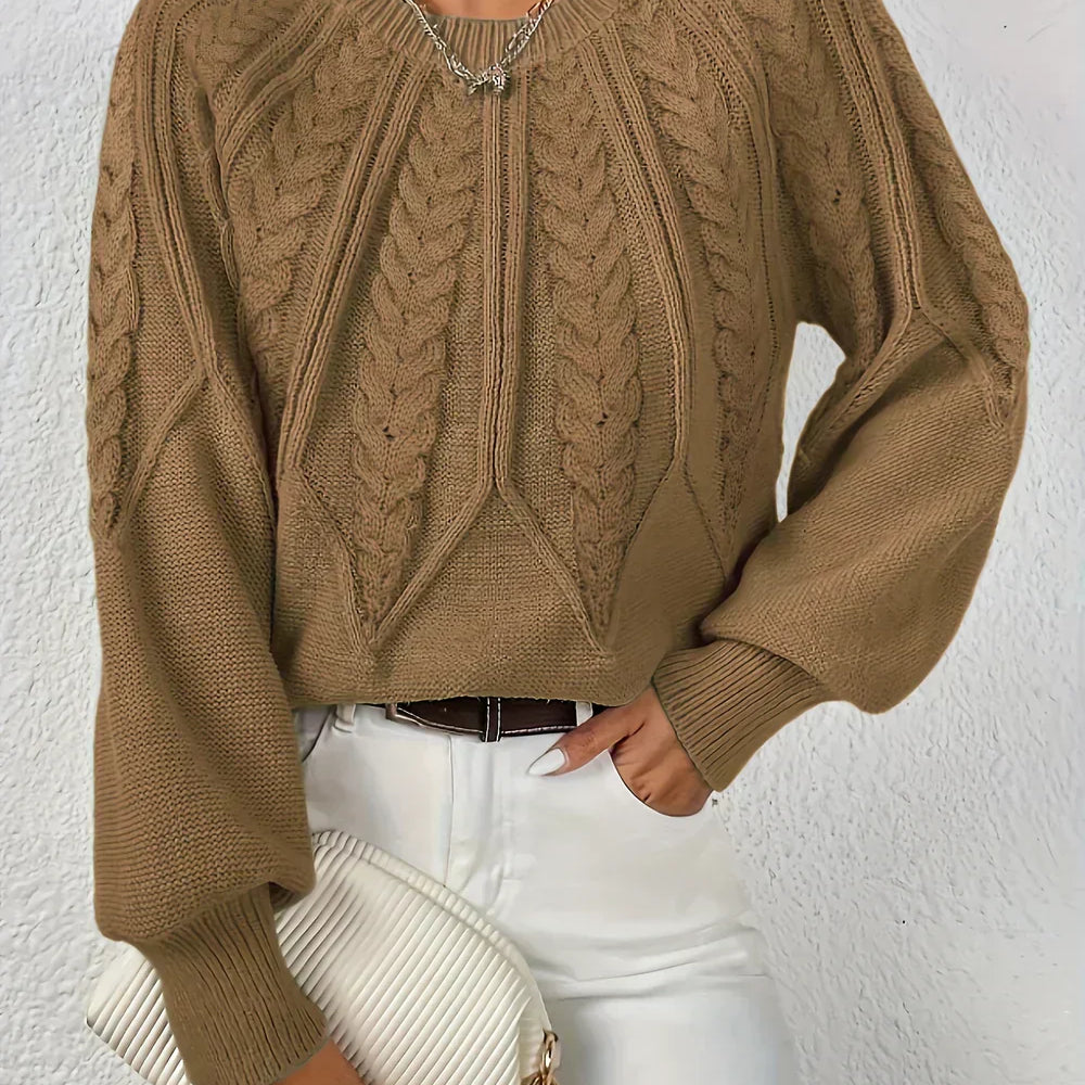Rosamund | Cable Knit Crew Neck Sweater