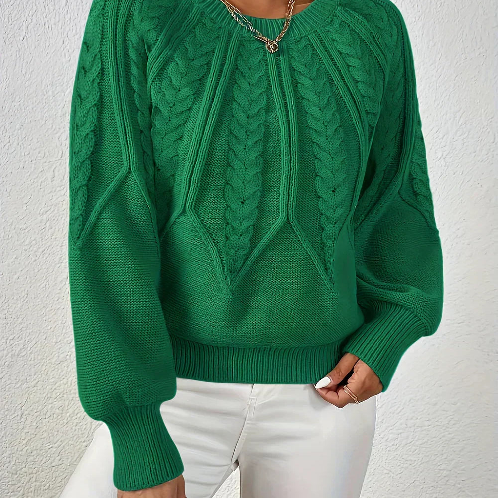 Rosamund | Cable Knit Crew Neck Sweater