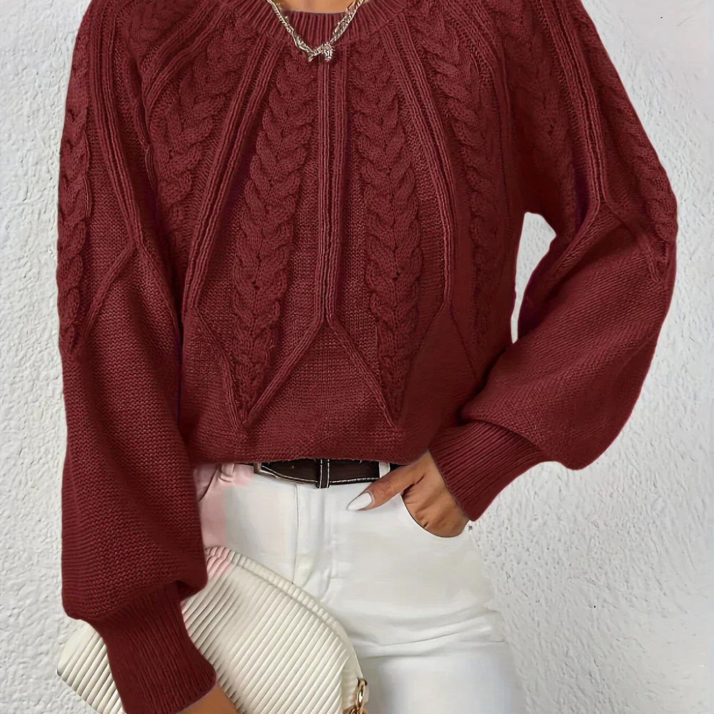 Rosamund | Cable Knit Crew Neck Sweater