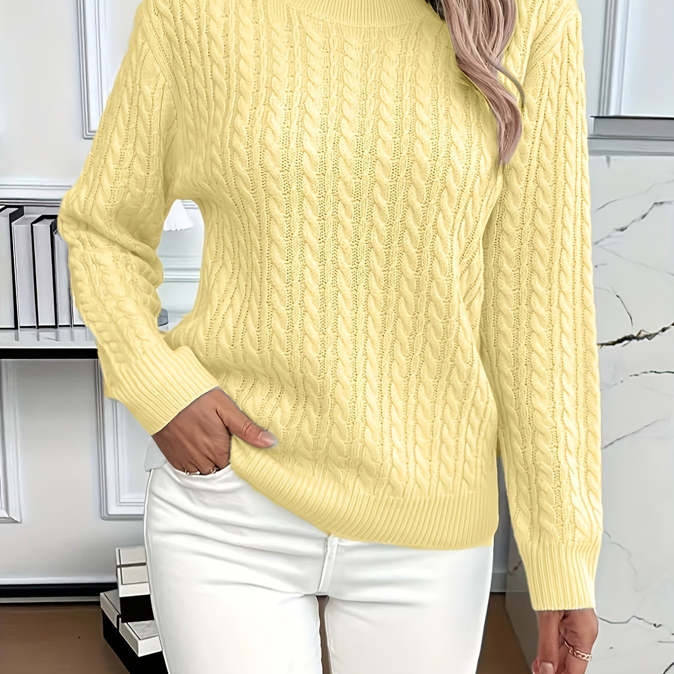 Petronella | Cable Knit Crew Neck Sweater