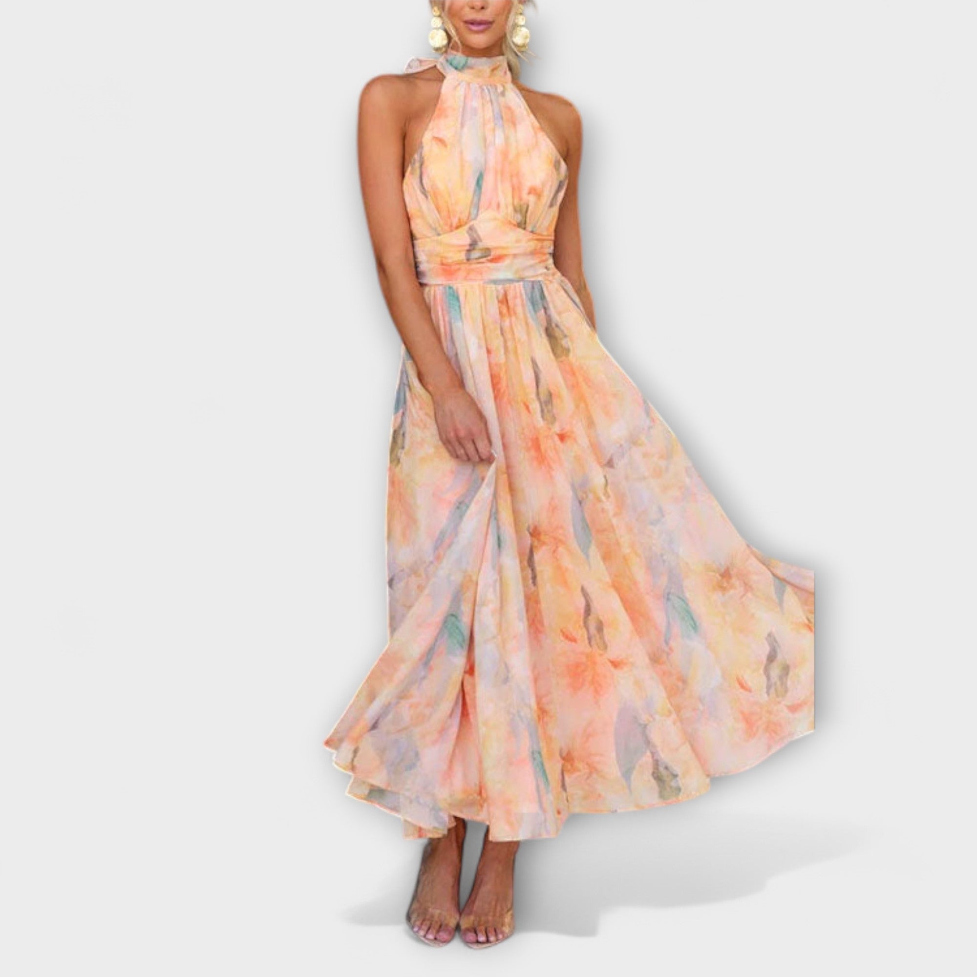 Caoimhe | Floral Halter Midi Dress Summer Wedding Guest