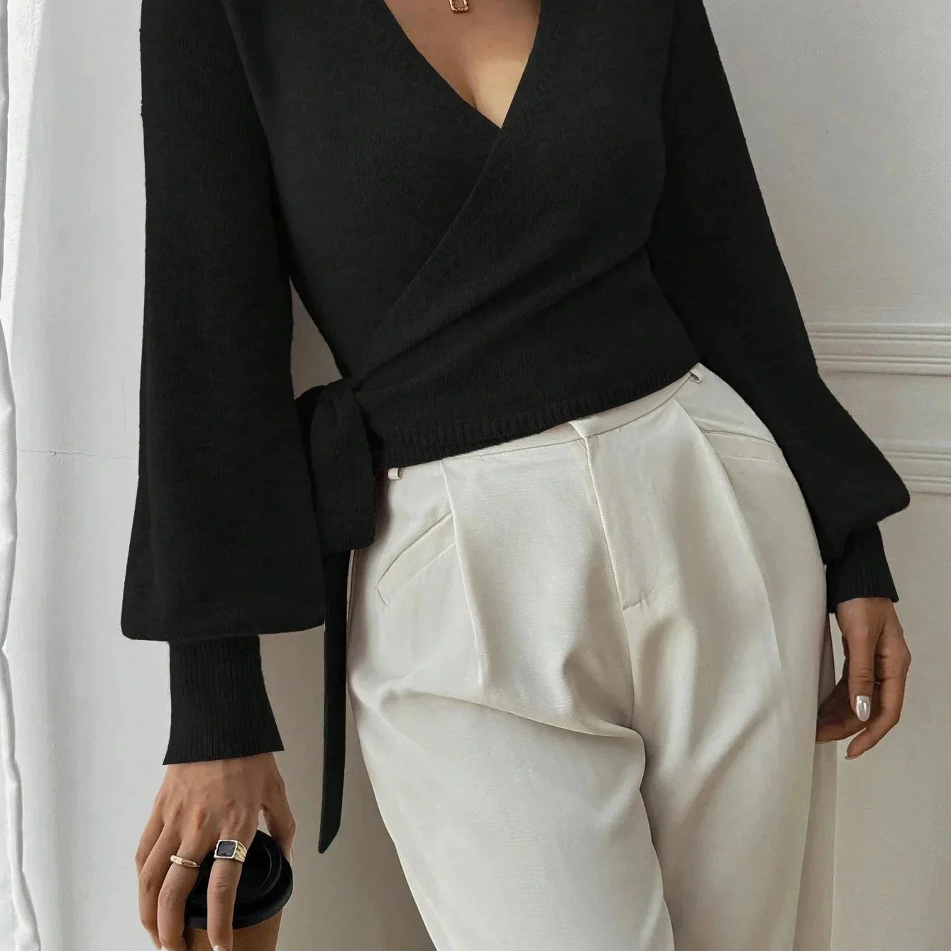 Phoebe | Women's Wrap Front Knit Sweater