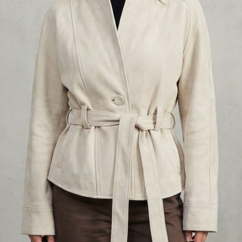 Hartley | Women's Belted Suede Jacket with Shawl Collar