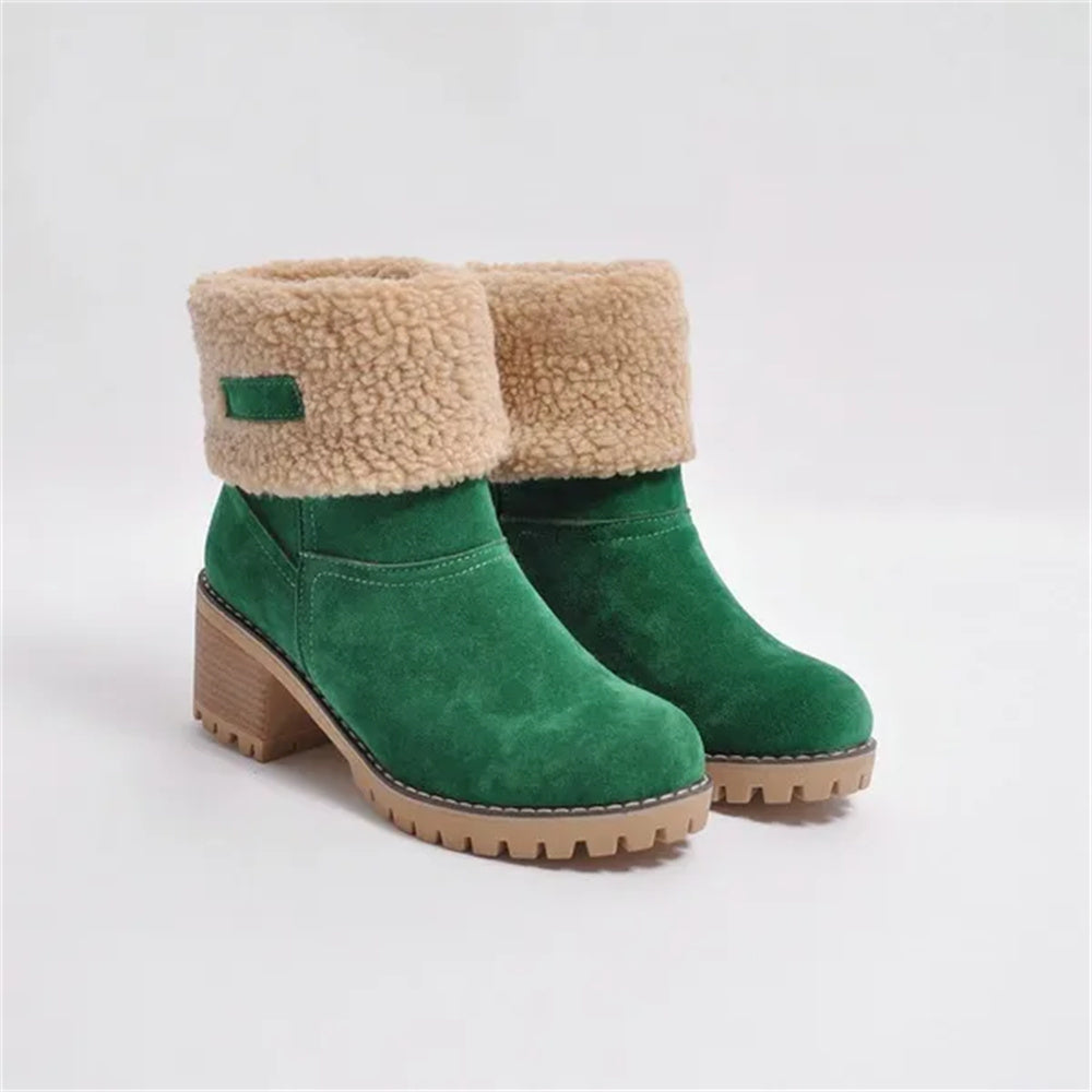 Bronwen | Shearling Cuff Block Heel Ankle Boot