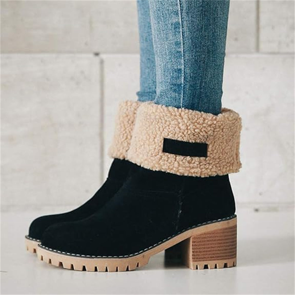 Bronwen | Shearling Cuff Block Heel Ankle Boot