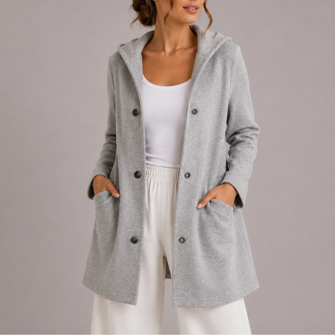 Finnick | Women's Hooded Cardigan with Snap Buttons