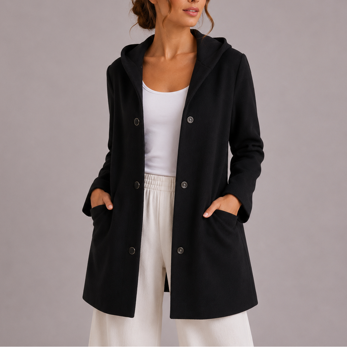 Finnick | Women's Hooded Cardigan with Snap Buttons