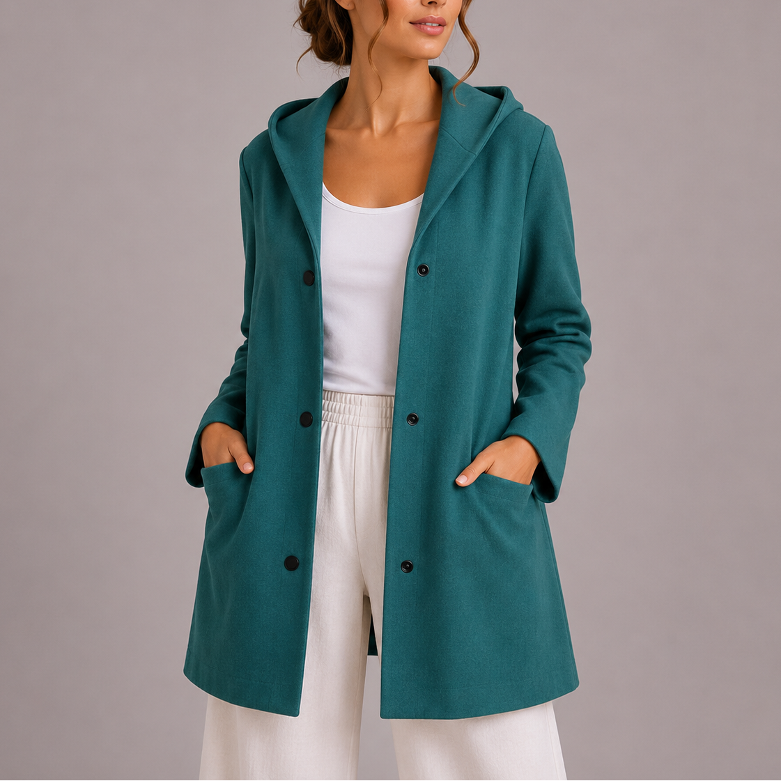 Finnick | Women's Hooded Cardigan with Snap Buttons