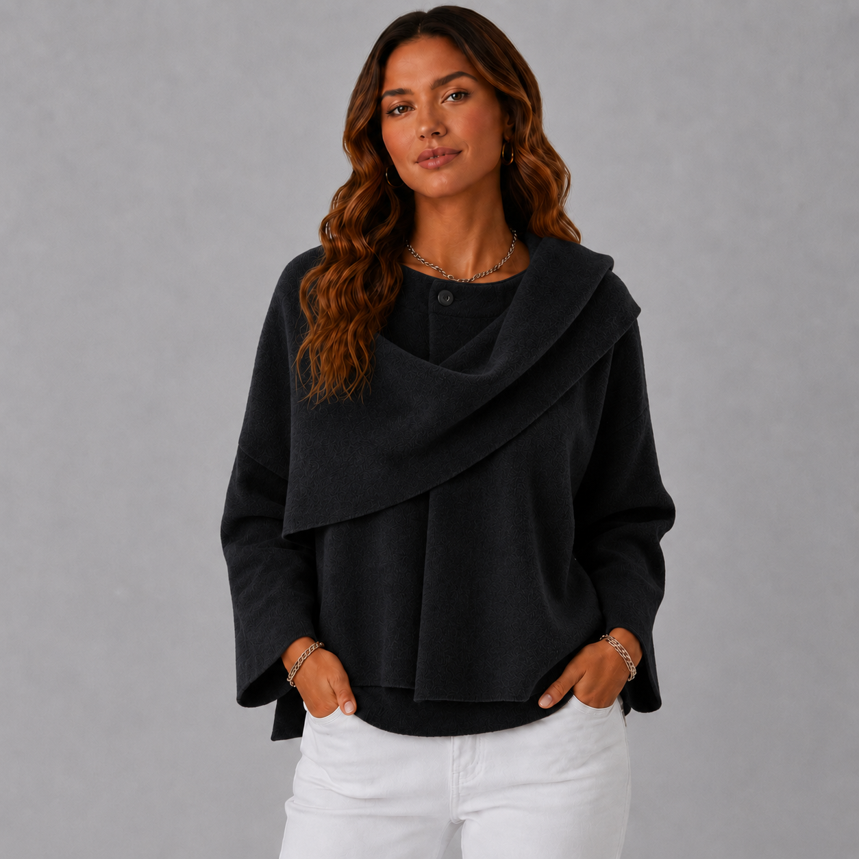 Alderyn | Women's Knit Jumper with Asymmetric Drape Detail