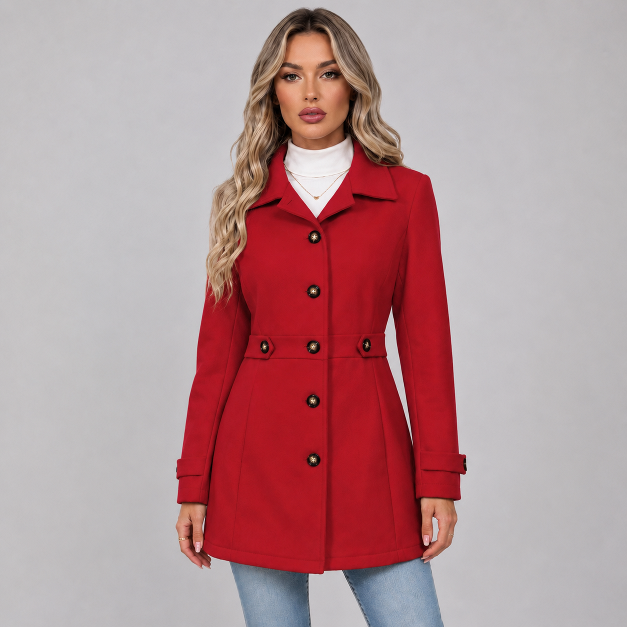Fenn | Women's Single Breasted Wool Coat with Belted Waist