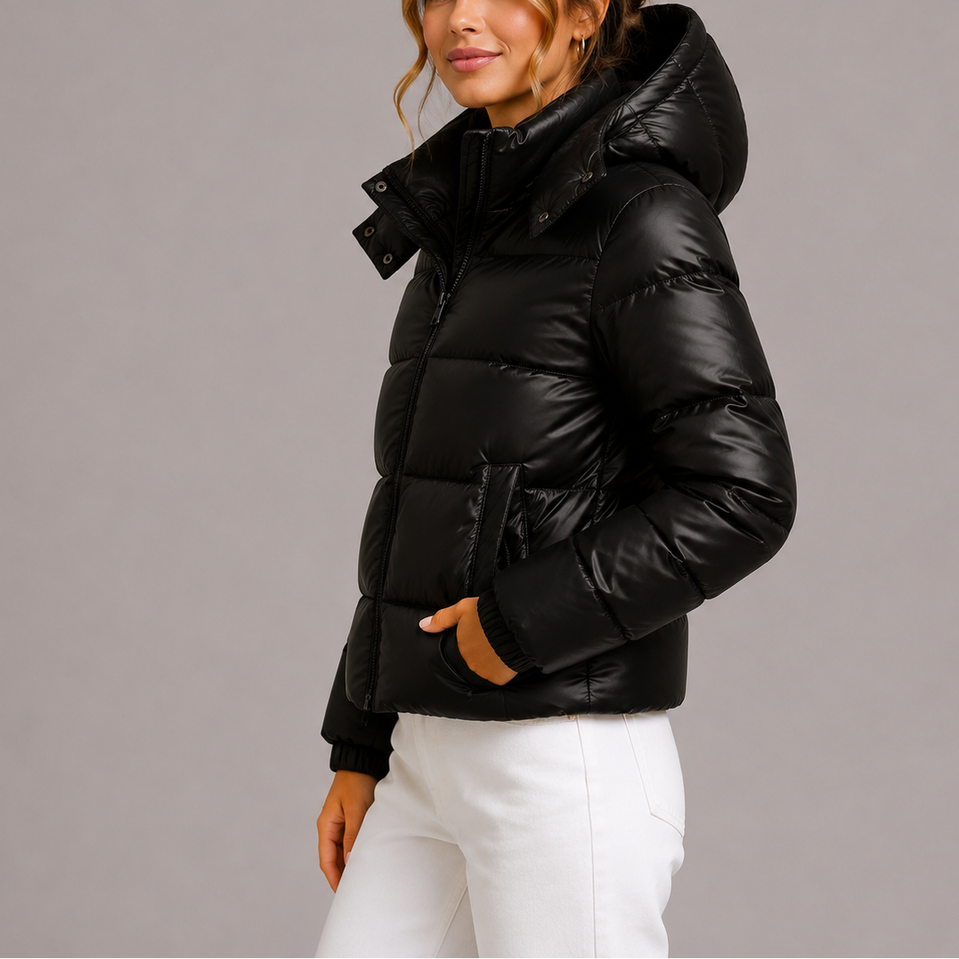Calder | Women's Glossy Hooded Puffer Jacket