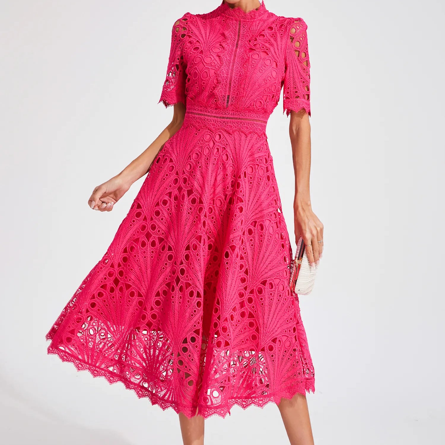 Wilhelmina | Crochet Lace Midi Dress