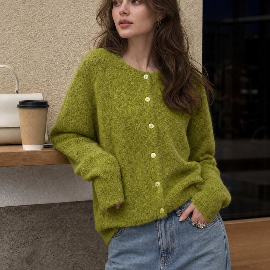 Georgiana | Women's Fluffy Knit Button Cardigan