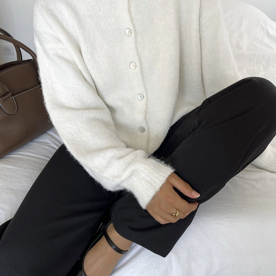 Georgiana | Women's Fluffy Knit Button Cardigan