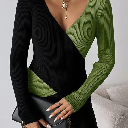 Bexley | Women's Colour Block Wrap Knit Top