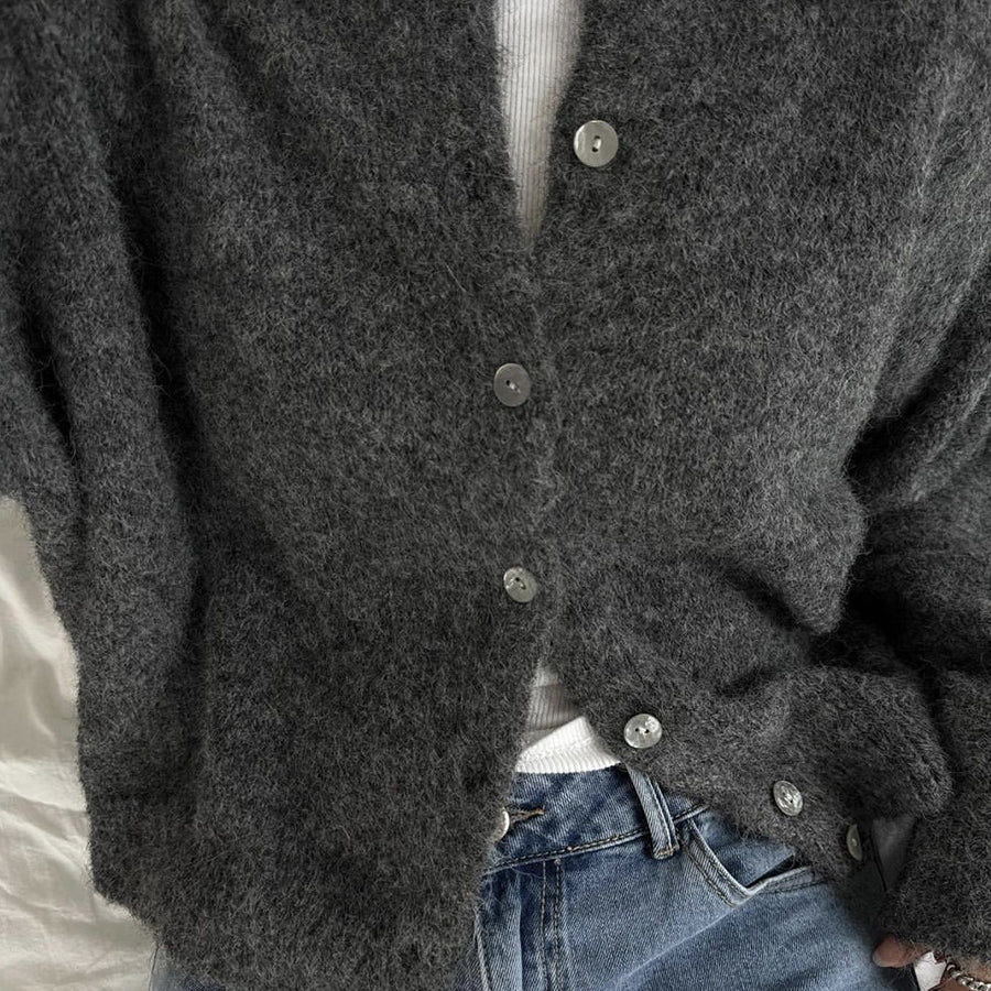 Georgiana | Women's Fluffy Knit Button Cardigan