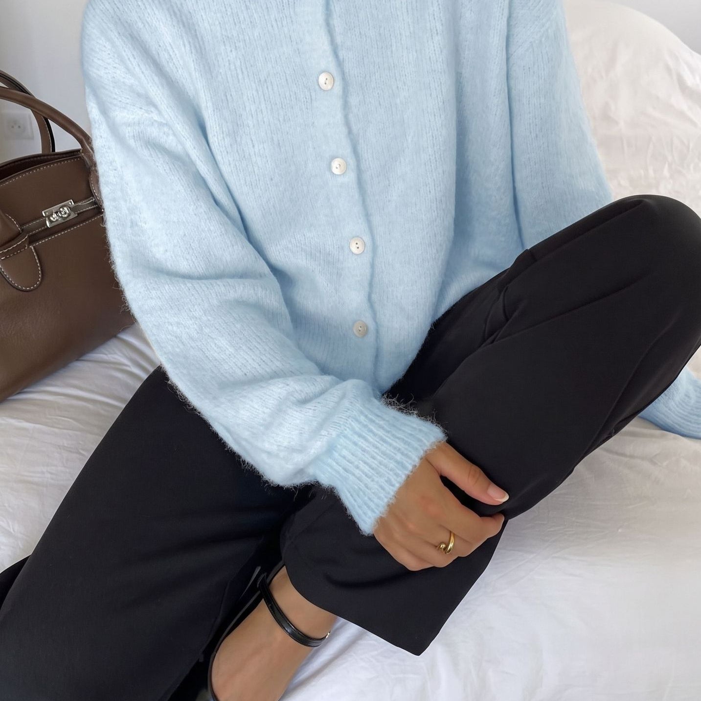 Georgiana | Women's Fluffy Knit Button Cardigan