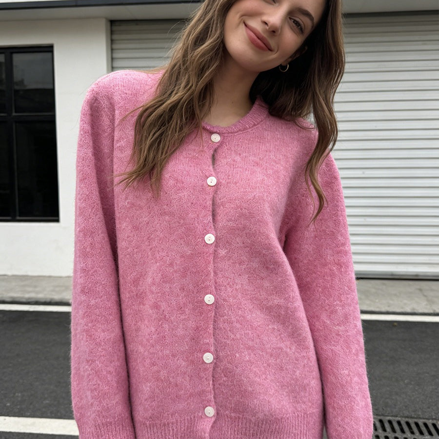 Georgiana | Women's Fluffy Knit Button Cardigan