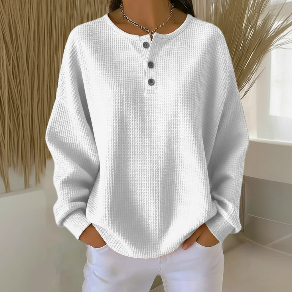 Cressida | Waffle Knit Henley Sweater