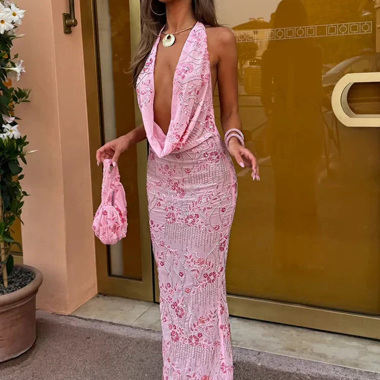 Síofra | Sequin Halter Maxi Dress – Formal Evening & Gala