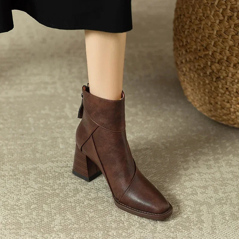 Bettina | Women's Panelled Block Heel Ankle Boot