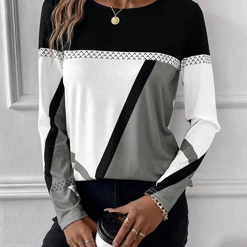 Hazel | Women's Colour Block Geometric Print Top