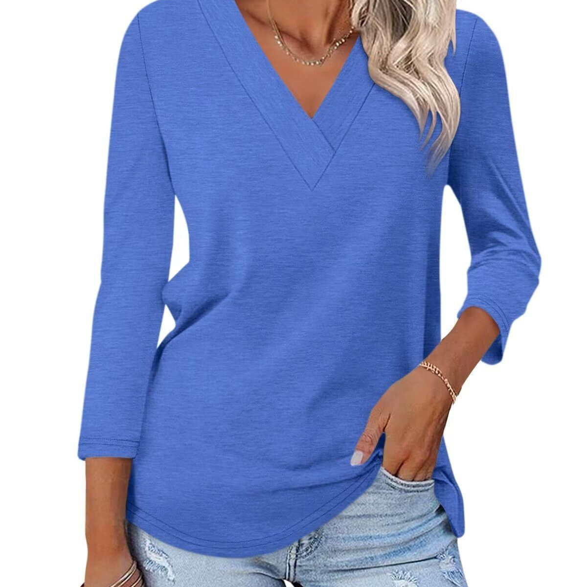 Odetta | V Neck Jersey Top Long Sleeve Basic