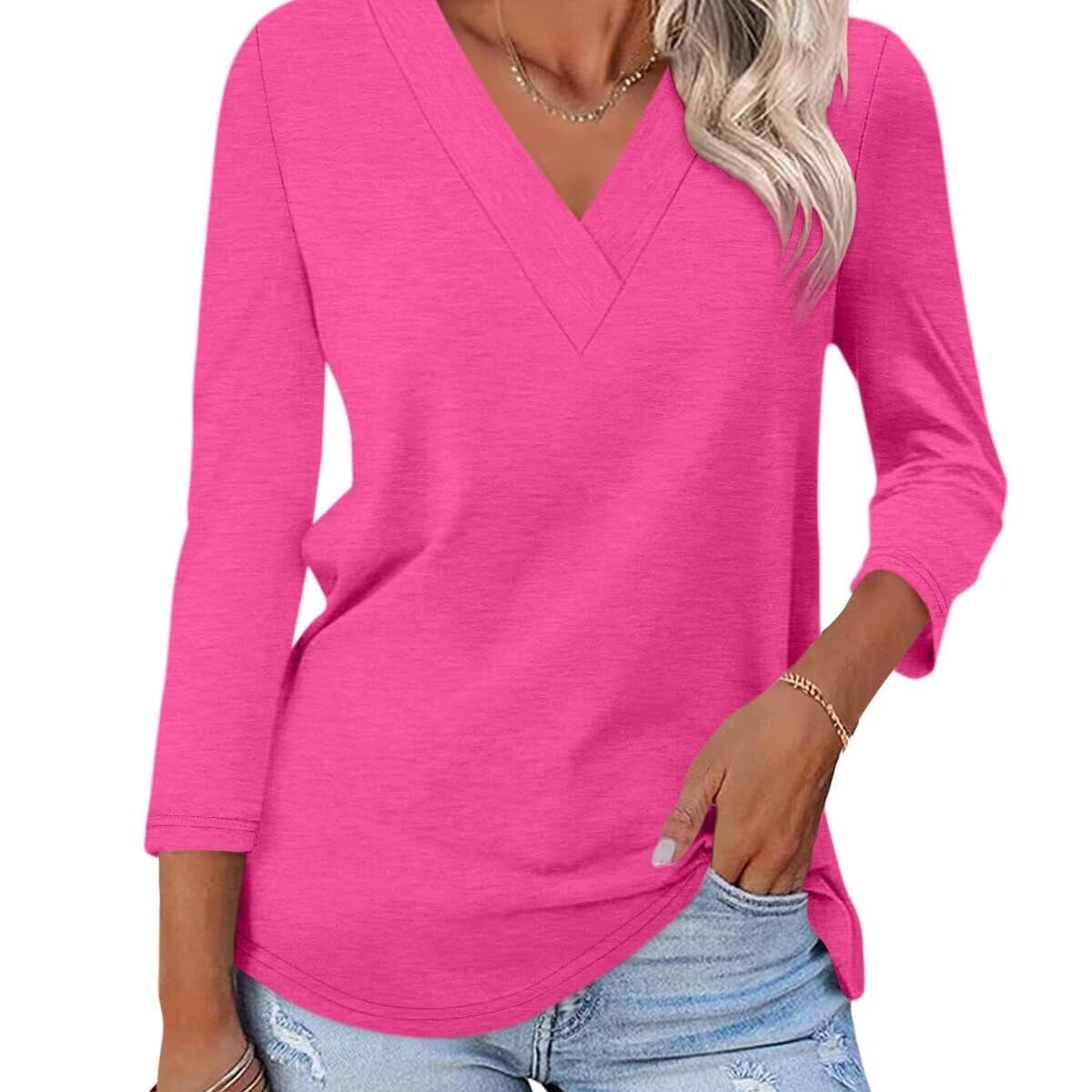 Odetta | V Neck Jersey Top Long Sleeve Basic