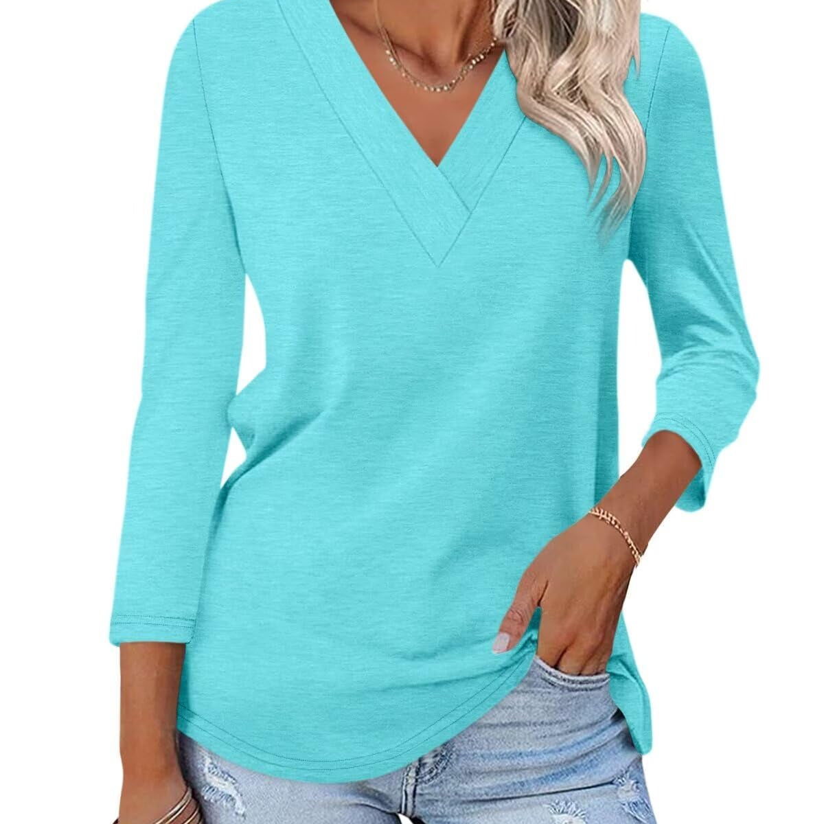 Odetta | V Neck Jersey Top Long Sleeve Basic