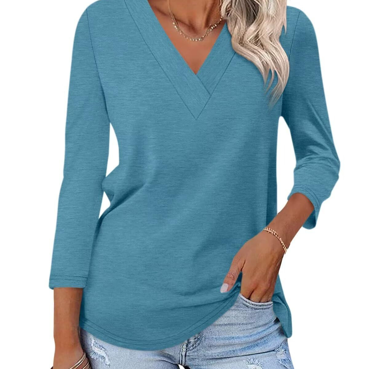 Odetta | V Neck Jersey Top Long Sleeve Basic