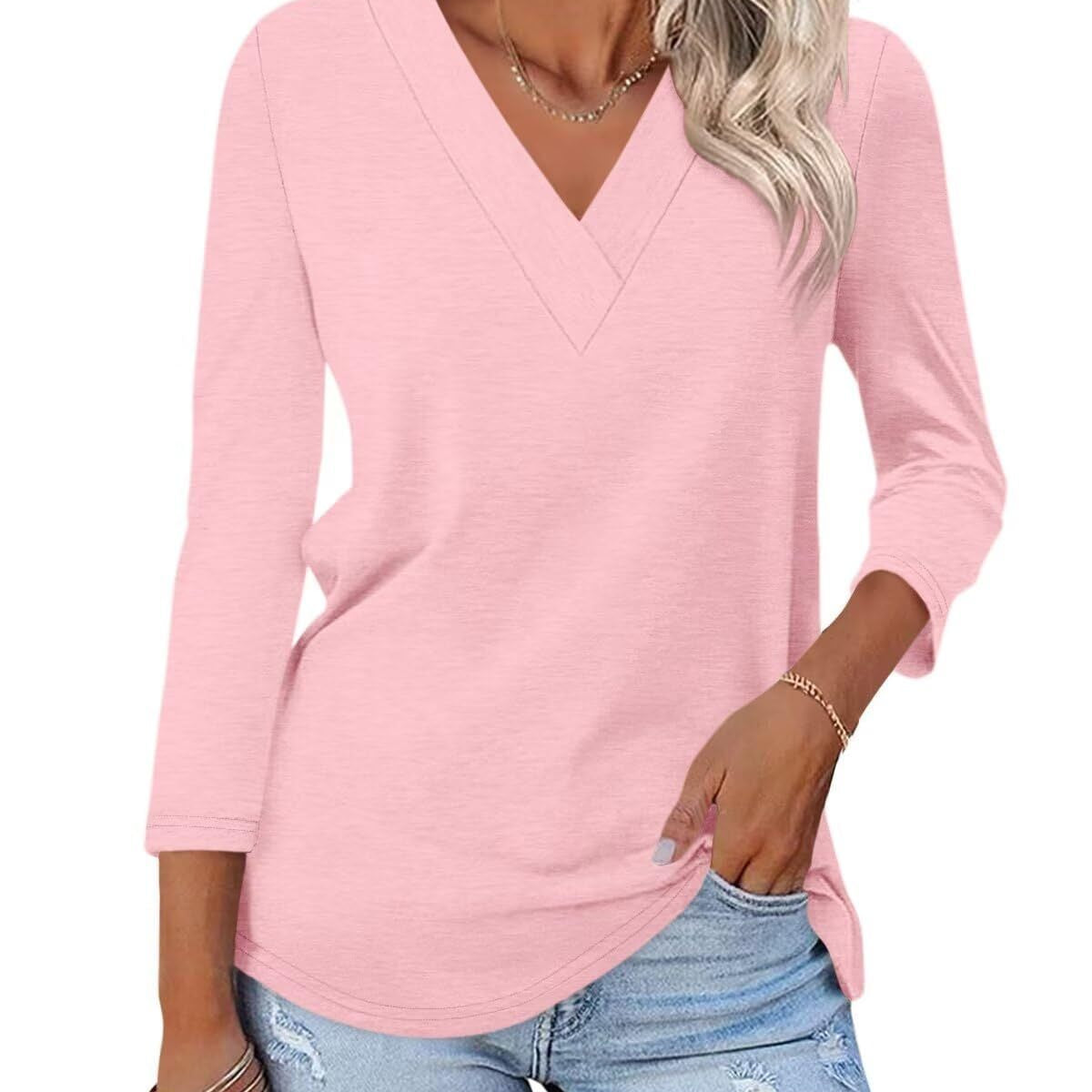 Odetta | V Neck Jersey Top Long Sleeve Basic