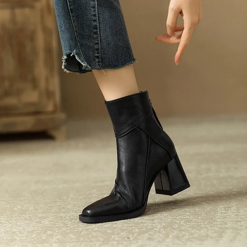 Bettina | Women's Panelled Block Heel Ankle Boot