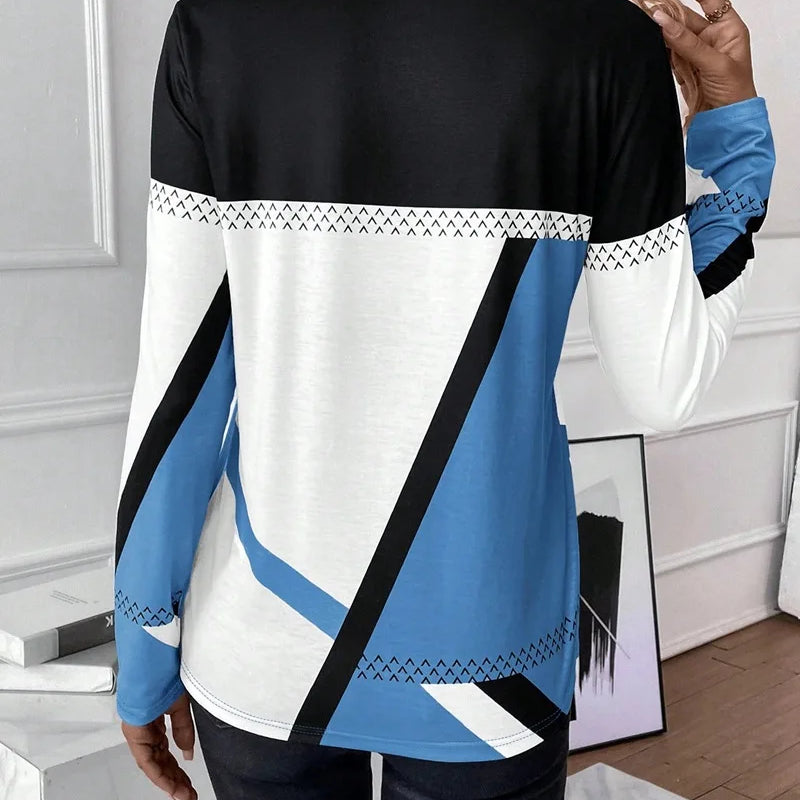 Hazel | Women's Colour Block Geometric Print Top