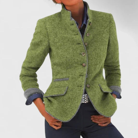 Matilda | Women's Tweed Stand Collar Blazer