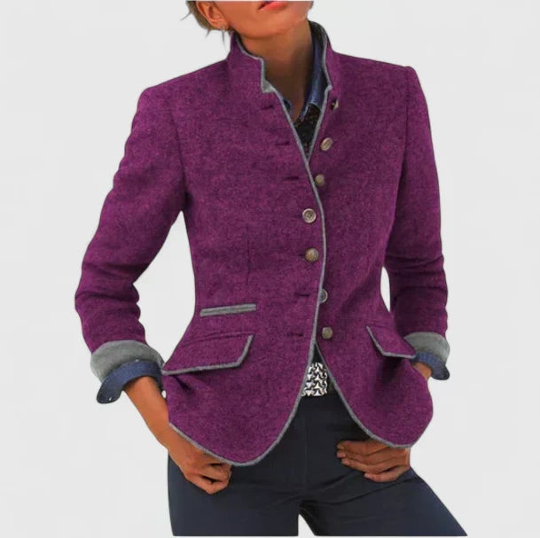 Matilda | Women's Tweed Stand Collar Blazer