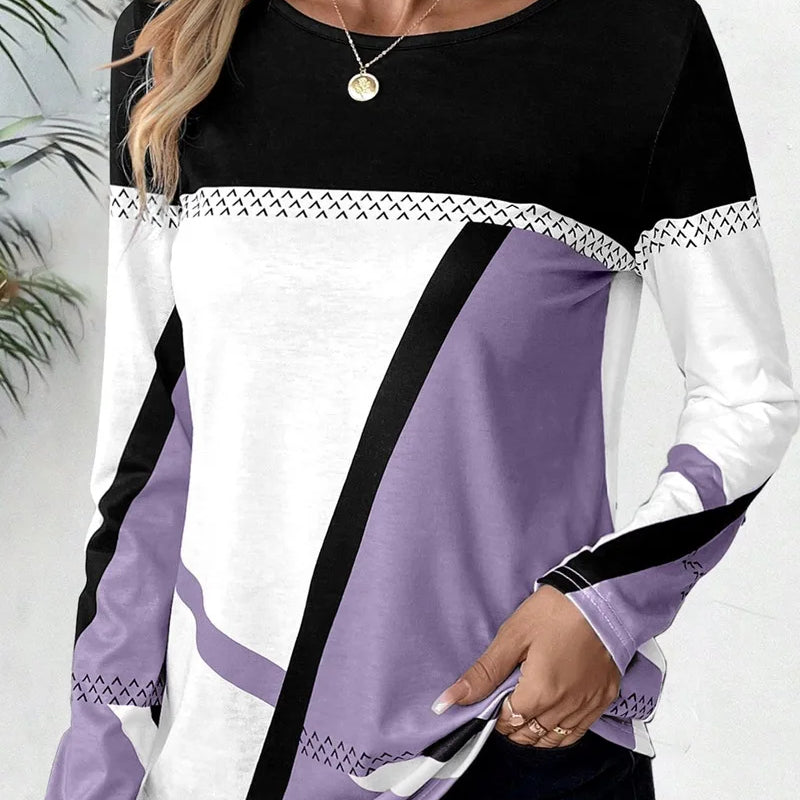 Hazel | Women's Colour Block Geometric Print Top
