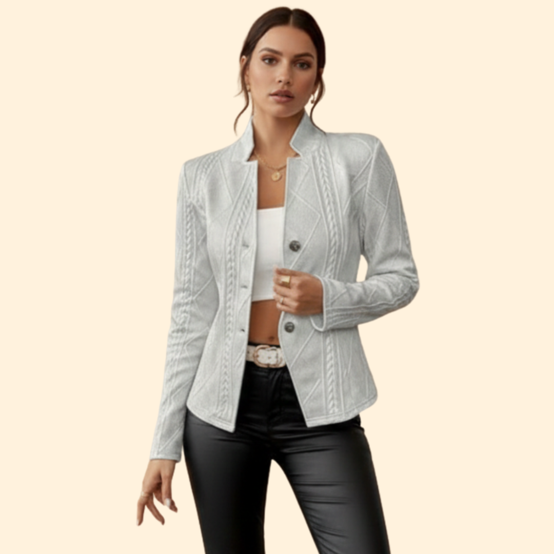 Lachlan | Women's Cable Knit Jacket with Stand Collar