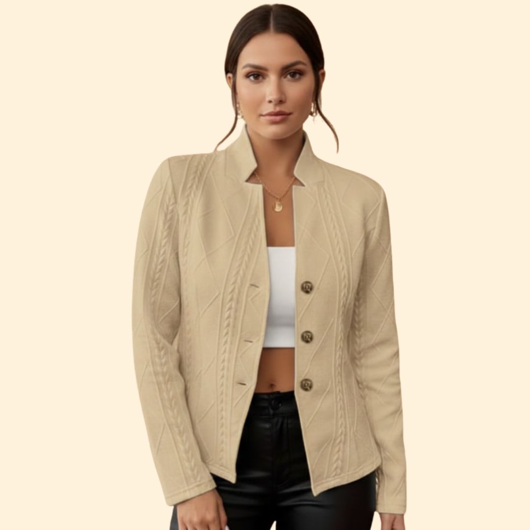 Lachlan | Women's Cable Knit Jacket with Stand Collar